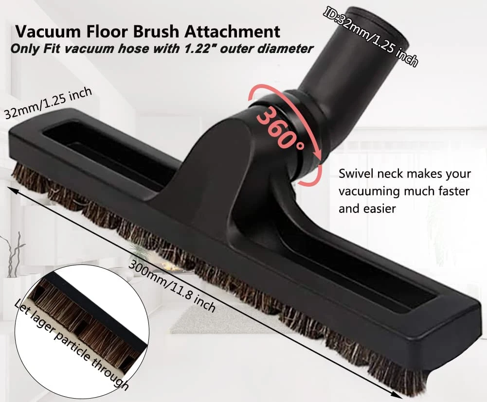 Black Universal 32mm Horse Hair Wet and Dry Vacuum Cleaner Attachment Floor Brush Vacuum Cleaner Spare Parts